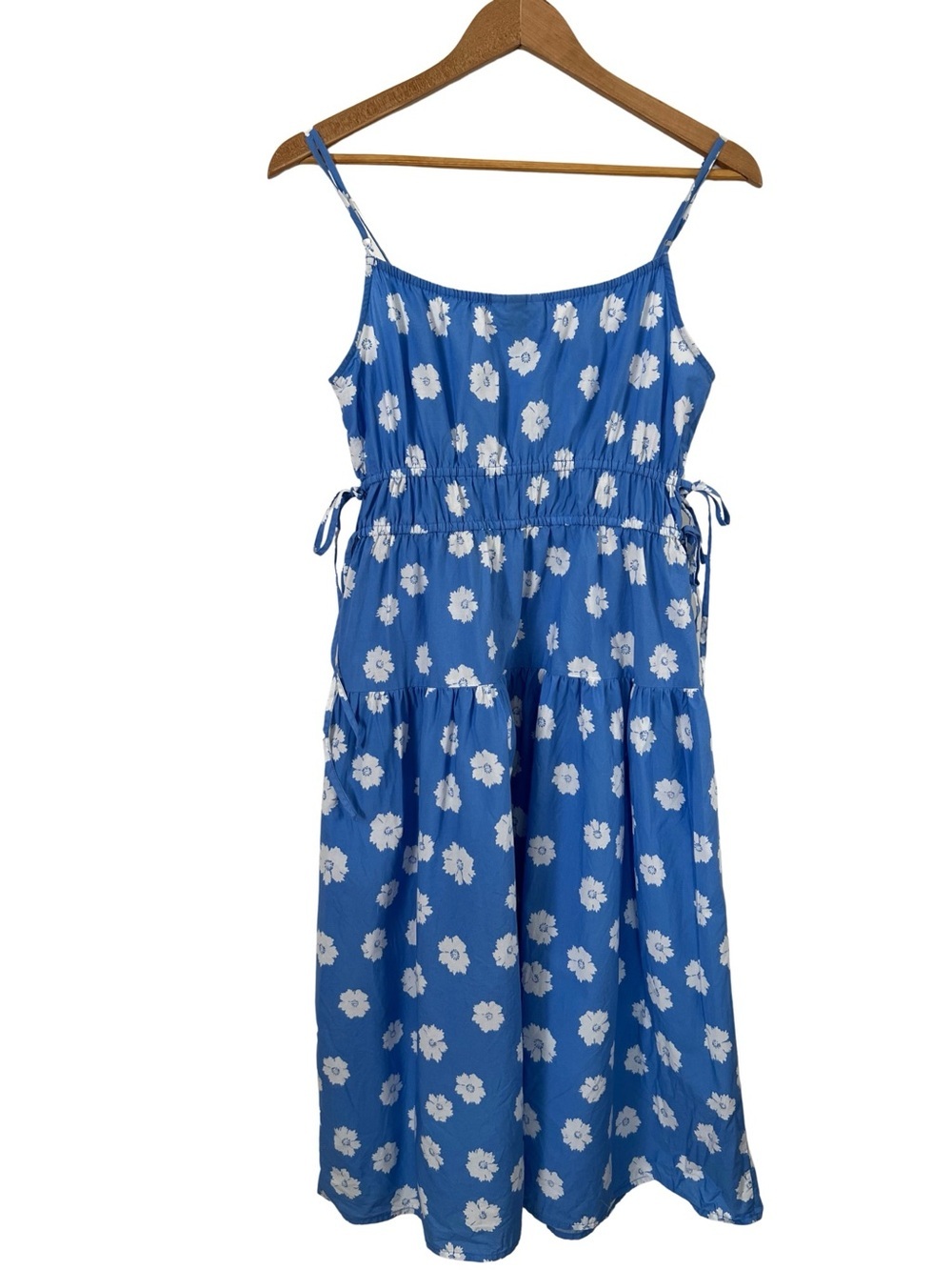 Universal Thread Floral Tiered Midi Sundress Womens Small 100% Cotton Ties - Picture 2 of 13